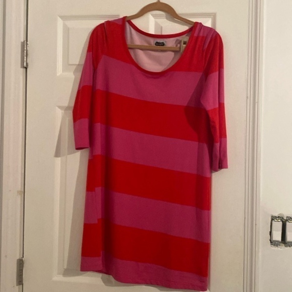 Mud Pie Red and Pink Striped Dress